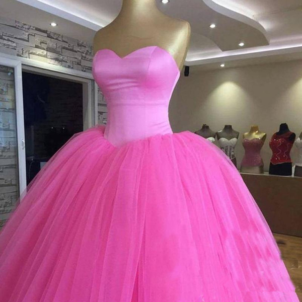 Elegant Hot Pink Ball Gown Quinceanera Dresses Beaded Sweet 16 Year Prom Party Evening Gown Vestidos De 15 Anos QC1391