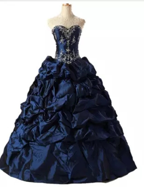 In Stock Fashion Appliques Taffeta Ball Gown Quinceanera Dress with Sequines Lace-Up Sweet 16 Dress Vestido Debutante Gowns BQ136