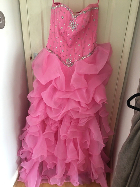 New Luxury Pink Ball Gown Quinceanera Dresses Crystals For 15 Years Sweet 16 Plus Size Pageant Prom Party Gown QC1052