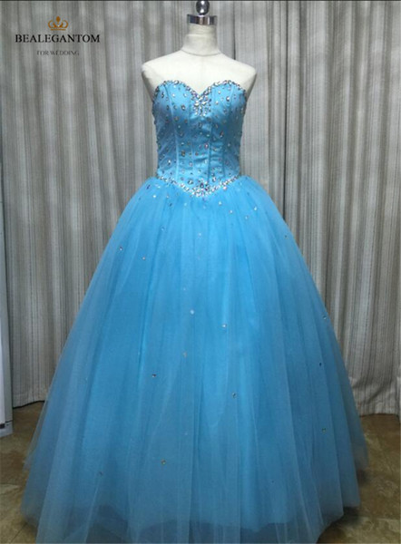 2017 New Real Photo Sweetheart Ball Gown Quinceanera Dresses with Beaded Ball Gown Prom Pageant Debutante Dress Party Gown BM01