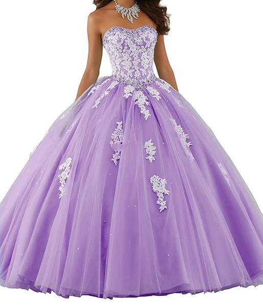 Elegant Strapless Women Quinceanera Dress Ball Gowns Soft Tulle Debutante Dresses For Sweet Girls Hot Backless Appliques Party Gowns