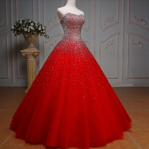 New Design Women Quinceanera Dresses Sweetheart Bicolor Ball Gowns Floor Length Skirt Heavy Bling Rhinestones Debutante Prom Gowns DH340