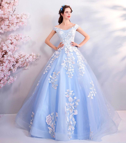 Off Shoulder Ball Gown Quinceanera Dresses Sequins Lace Up Formal Party Gowns Embroidery Elegant Prom Dress