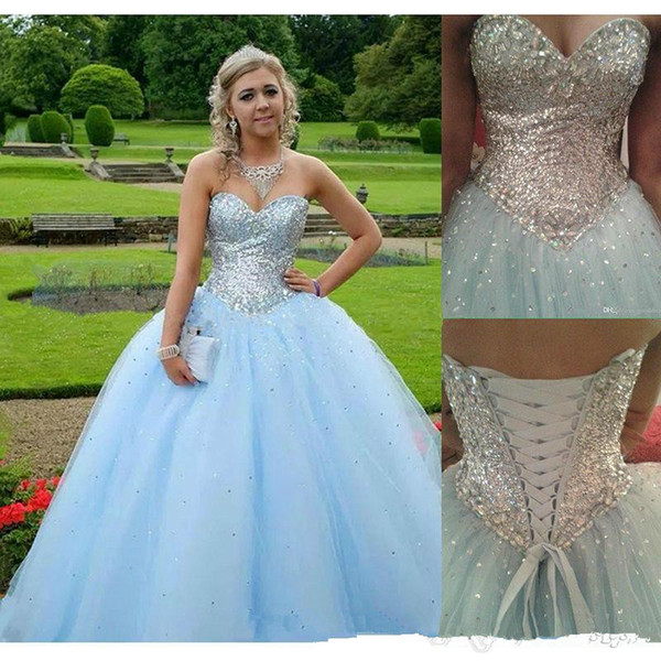 Elegant New Arrival Blue Long Quinceanera Dress Cheap Ball Gown Sequins Formal Sweet 16 Special Occasion Dress Party Gown Plus Size