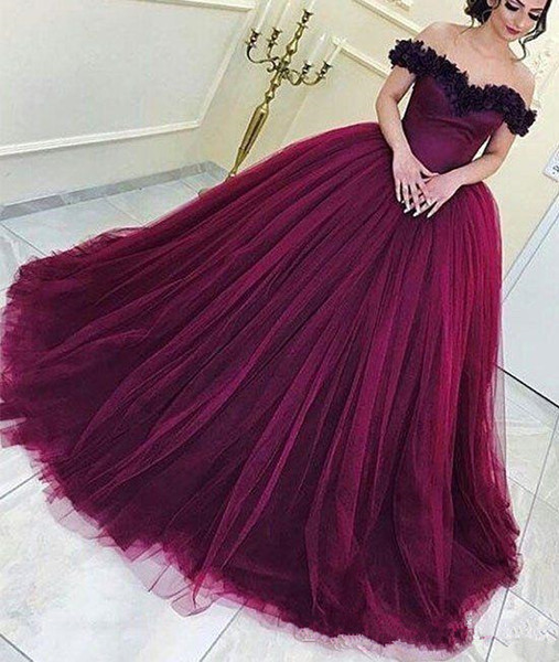 Arabic Burgundy Ball Gown Princess Quinceanera Dresses off shoulder masquerade Backless Long Prom Dresses Lace up sweet 16 dresses