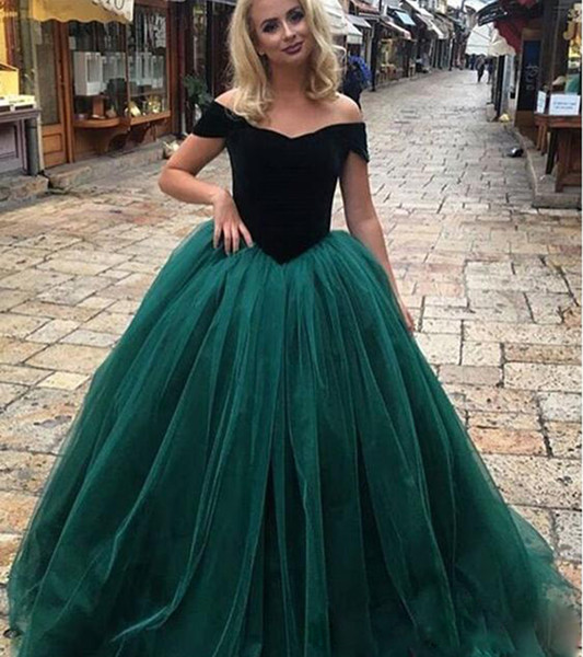 emerald green princess Ball Gown Quinceanera Dresses off the shoulder Tulle evening prom Sweet 16 Dresses plus size lace up corset gown