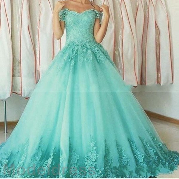 Sweet 16 Ball Gown Quinceanera Dresses Sweetheart Off Shoulder Backless Appliques lace Prom Girls Vestidos de 15 anos