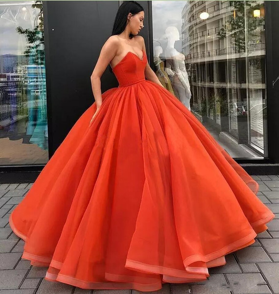 Gorgeous Puffy Ball Gown Orange Quinceanera Dresses Sweetheart Neck Girls Evening Party Dresses Formal Wear 