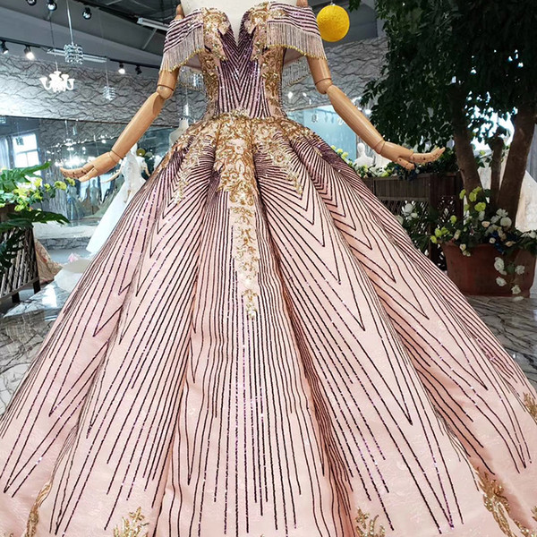 2022Newest Design Luxury Quinceanera Dresses Sexy V Neck Tassel Crystal Sleeve Adult Ceremony Dress Gold Applique Swollen Quinceanera Gowns