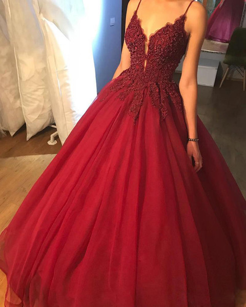 ZYLLGF Burgundy Tulle Ball Gown Quinceanera Dresses Luxury Beading Spaghetti Straps Sweet 16 Dress Plus Size Prom Party Dresses