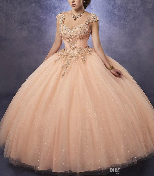 ZYLLGF Sparkling Tulle Quinceanera Dresses Ball Gown Sweetheart Lace Appliques Beads Detachable Straps Girls Party Gowns