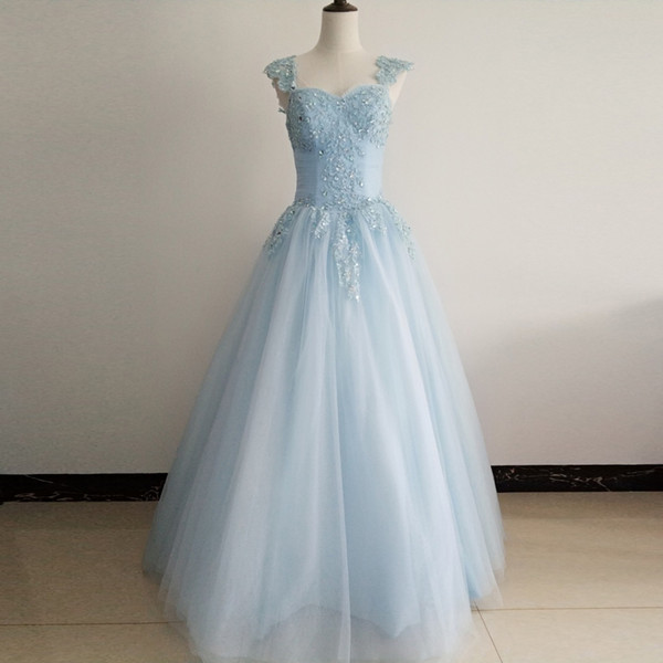 New Actual Pictures Ball Gown Quinceanera Dress with Straps Floor Length Glitter Tulle Applique Sequined Beadings Sweet 16 Dresses