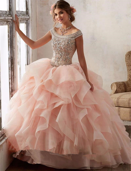 Sexy Crystal Ball Gown Quinceanera Dresses 2017 With Beading Sweet 16 Dresses For 15 Years Vestidos De 15 Anos Custom Made