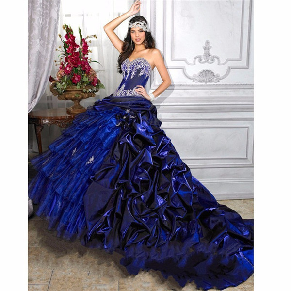 Royal Blue Quinceanera Dresses Debutante Masquerade Ball Gowns Pleated Beads Vestidos De 15 Anos Sweet 16 Dresses Custom Made