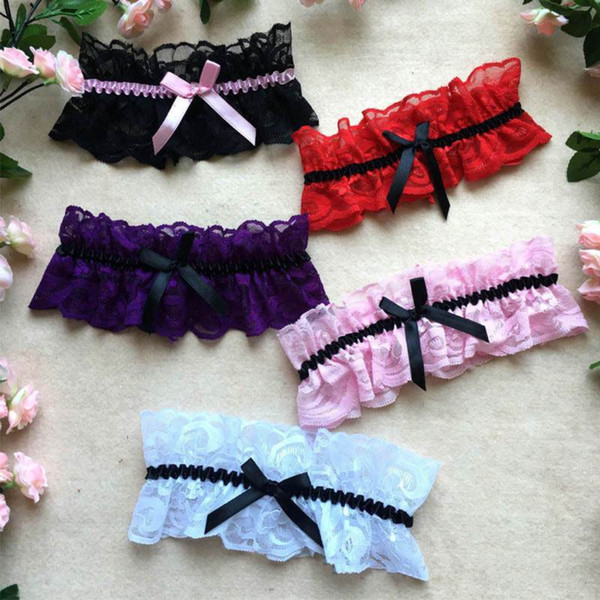 Evening Party Wedding Sexy Women's Lace Bow Lingerie Wedding Bridal Soft Socks Garter Belt Leg Ring