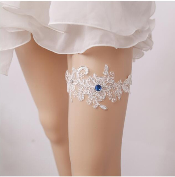 One Rhinestone White Applique Lace Bridal Garters Leg For Bridal Party Prom Evening Gowns US Hot Sale S03