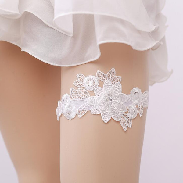 Wedding Bridal Leg Garter Lace flower bridesmaid wedding party accessories garters for women girls white color