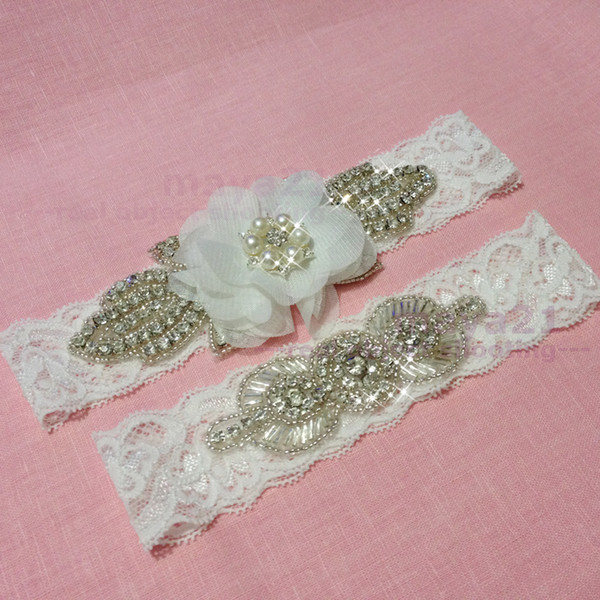 Rustic Lace Wedding Garter Sets Beaded Flower Wedding Garter Set Personalized Wedding Garter For Bridal Leg Accessories Set Of Two Brand New