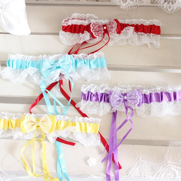 Lace Bow Style Bridal Garters 2015 New Design Beautiful Wedding Accessories Hot Sale Suspenders Elegant Christmas Gifts For Groomsman