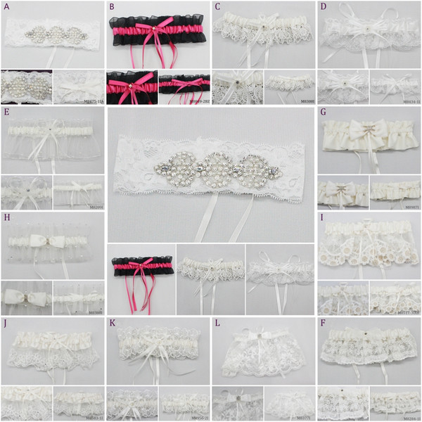 12 Different Bridal Garters for Brides Bridesmaid 2018 Lace Satin Tulle Elastic Teen Homecoming Party Garters Real Pictures In Stock