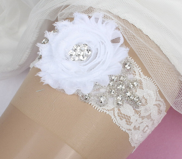 White Lace Stretchy Crystal Beaded Wedding Bridal Carters Belt With Hand Made Flower Sexy Free Shipping