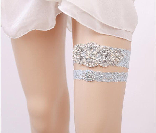 Sparky Crystal Gray Lace Bridal Garters Wedding Garters Handmade Lace Wedding Leg Garters Cheap In Stock