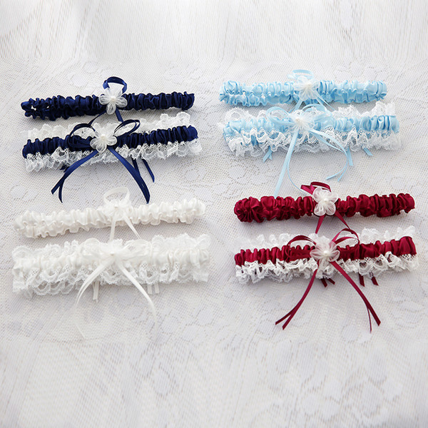 New Arrival Hot Style Bridal Garter Satin Ribbon with Lace and Bow Multi Colors Wedding Events Bridal Accessories