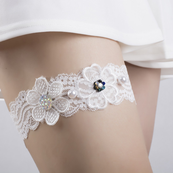 2019 Vintage Crystal Beads Jewel Bridal Garters Wedding Garters Handmade Lace Wedding Leg Garters Bridal Accessories Cheap Fast Delivery