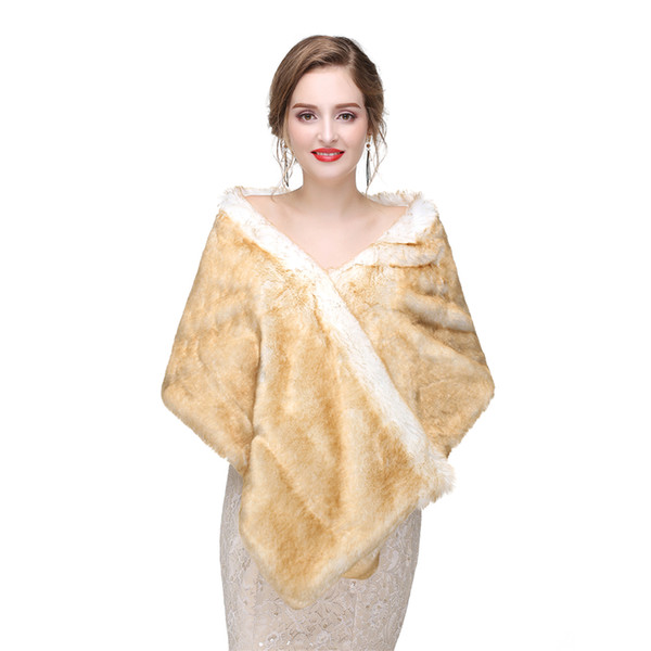 CMS16 For Weddings and Events Women Luxury Bridal Faux Fur Shawl Wraps Cloak Coat Sweater Cape Women Shawl For Special Occasion