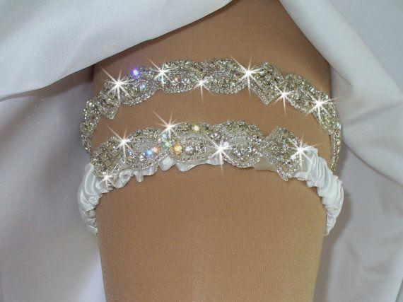 Luxury Crystal White Ivory Bridal Garters Ribbon Edge Bridal Accessories In Stock Cheap Hot Sale Free Shipping Custom Made 1 Pair Fashion