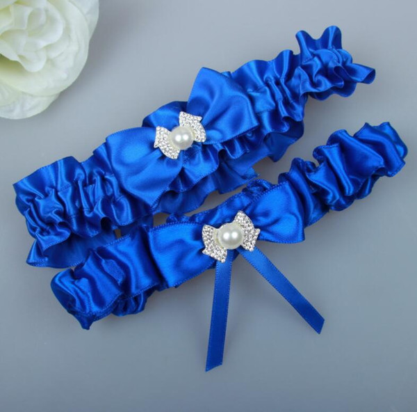 Hot Sell One Pieces Royal Blue Bridal Garters for Bride Wedding Garters Hot style Satin bridal socks with bridal lap Party