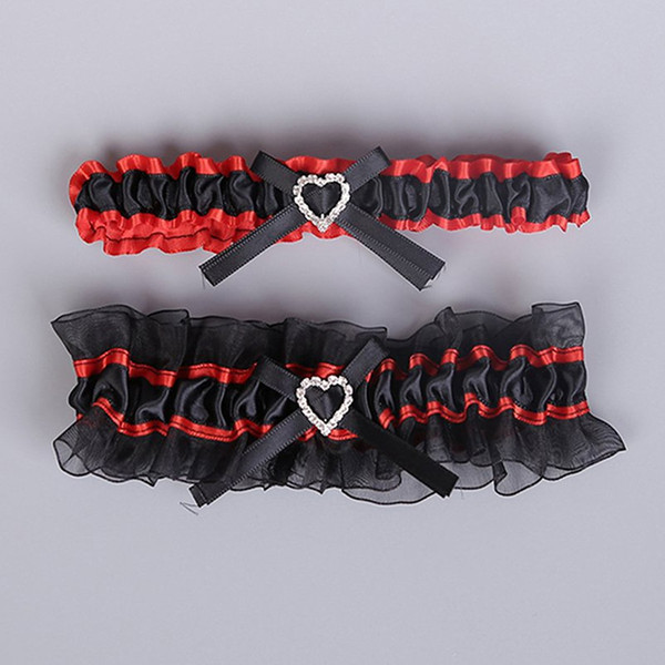 Red and Black Bridal Garter Wedding Garter Belt Set Prom Garter