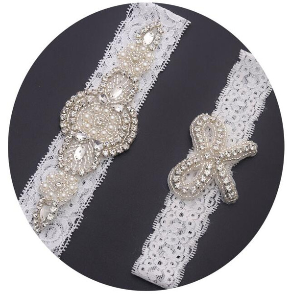 MissRDress bridal garter rhinestones crystal bridal garter wedding leg accessory white lace garter mother of the bridal dress YS918920