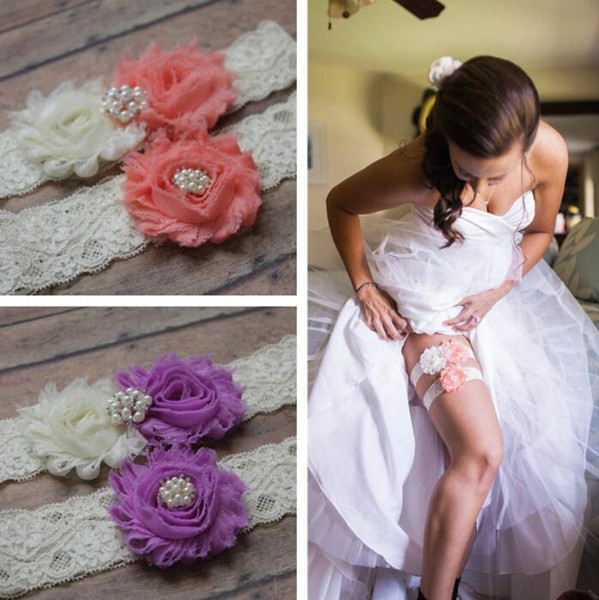 Hot Sell 2 Pieces set Bridal Garters for Bride Wedding Garters Hot style bridal socks with bridal lap with Handmade Flowers