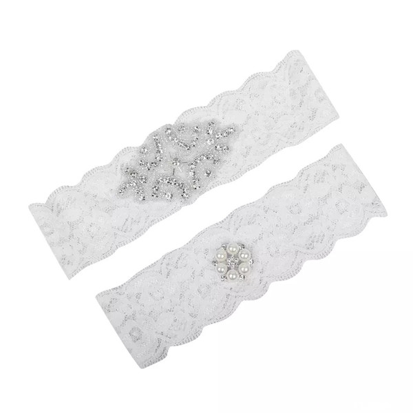 Cheap Wedding Leg Garters Plus Size Lace Bridal Garters Crystals Pearls Lace Wedding Garters for Bride Belt Free Shipping Real Picture