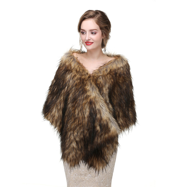 CMS19 Faux Fur Bolero Jacket, Bridal faux fur wrap, Faux fur stole shrugs,Bridal cape and shawls