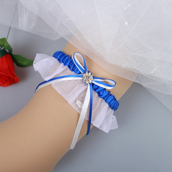 Royal Blue Prom Garter Something Blue Wedding Garter Bridal Garter with Rhinestones Bridal Leg Garters Prom Garters Free Shipping