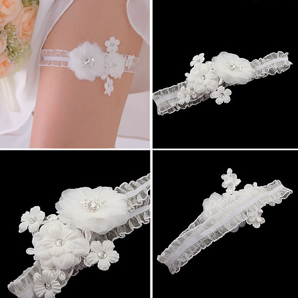 ON SALE Bridal White Lace Garter Keepsake Weddings Garter Toss Shabby Chiffon White Wedding Garter Belt Set With Flowers