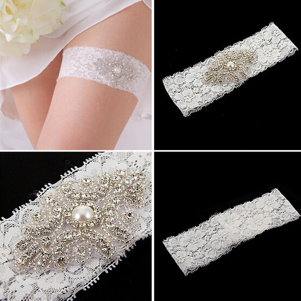 Free Shipping Wedding Bridal Garter Custom Made Plus Size White Bridal Garter Sexy Lace Garter Crystal Bridal Garters Hot Fashion