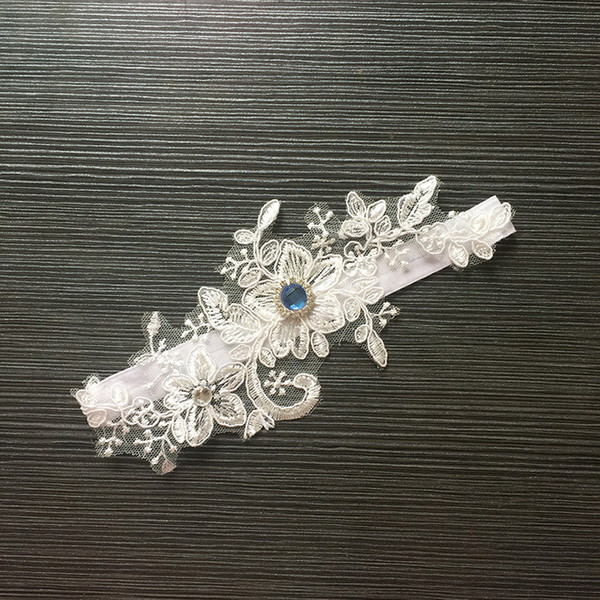 Sexy Garter For Women Princess Cosplay Wedding Garters Accessories Party Bridal Lace Floral Leg Ring Loop Garter Blue Crystal 2017