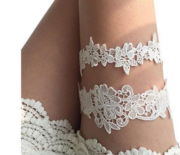 Hot Sell White 2 Piece/Set Lace Bridal Garters Bridal Accessories for Wedding Party