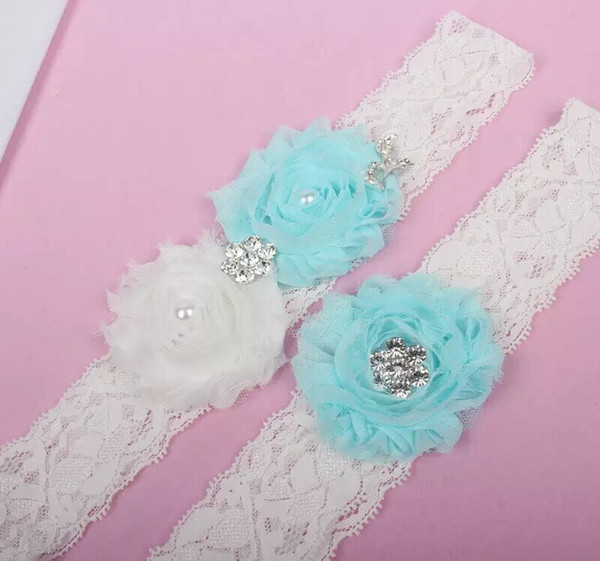 2pcs Set Crystal Beads Lace Bridal Garters For Wedding Garters In Stock Handmade Flowers Bride Leg Garters Cheap