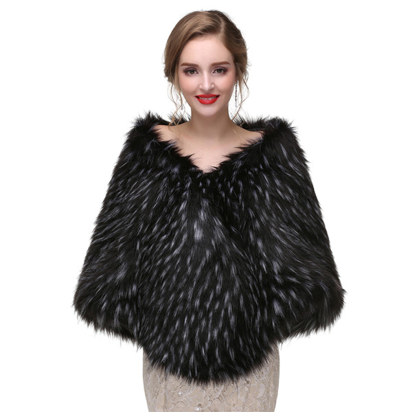 CMS07 2017 Charming Soft Stole New Faux Fur Wrap Cape Stole Shawl Cover Up Wedding Bolero Jacket