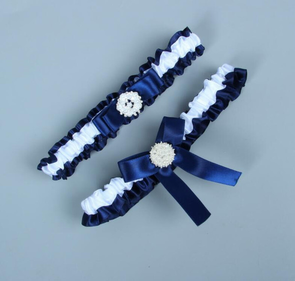 2 Pieces set One Size Navy Blue Bridal Garters for Bride Wedding Garters Hot style bridal socks with bridal lap