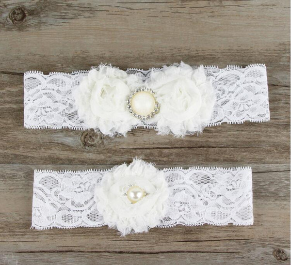 Hot Sell 2 Piece/Set Bridal Garters for Wedding Party Lace Bridal Garter with Handmade Flowers Bridal Accessories