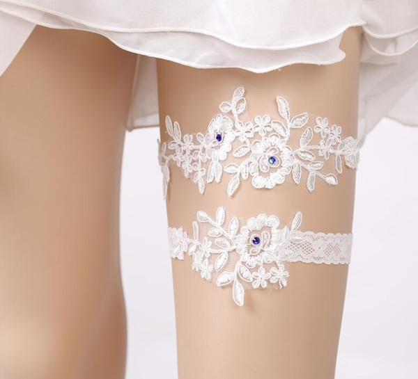 Wedding Garter Rhinestone Embroidery Flower Beading Sexy Garters for Women/Female/Bride Thigh Ring 2PCS/LOT