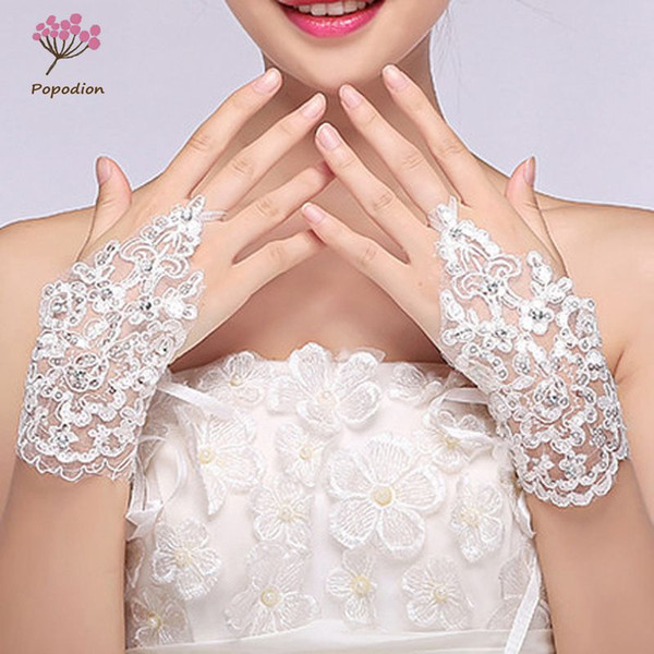 Popodion wedding accessories women dress lace bridal fingerless gloves woman wedding gloves wedding accessories gloves for brides dhWAS10004
