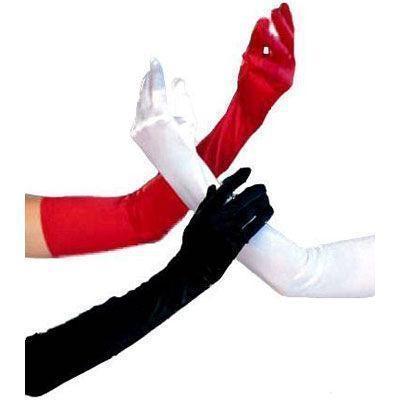 Cheap Vintage Silk Satin Red/Black/White Bridal Gloves Long Fingers Bride Opera Above Elbow Wedding Accessories limit one item per purchase
