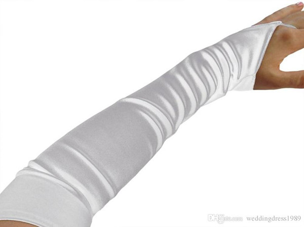 Free Shipping Fingerless Bridal Gloves Satin Wedding Party Gloves White Cheap Wedding Accessories In-Stock Free Shipping