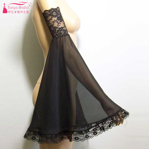 Black Wedding gloves Elbow Length Fingerless trumpet sleeve pascoa Lace and Chiffon Gloves wedding accessories for Bridal
